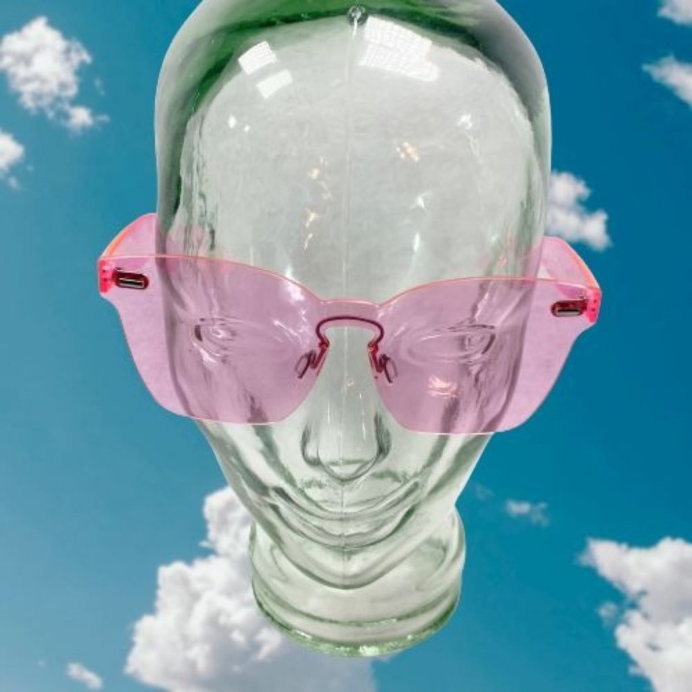 Hot Pink Rose Colored Rimless Oversize Wayfarers